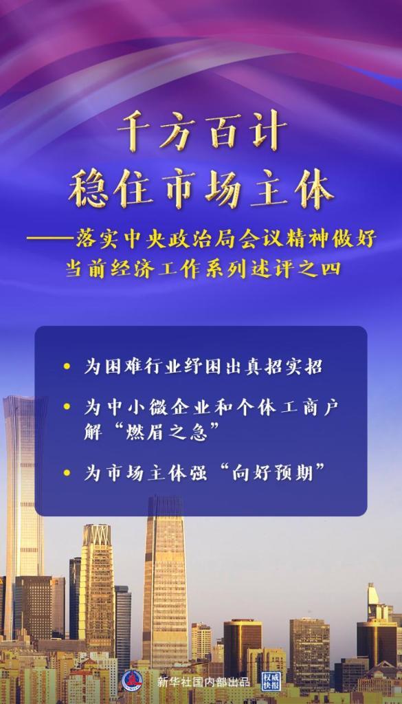 新华述评：千方百计稳住市场主体——落实中央政治局会议精神做好当前经济工作系列述评之四