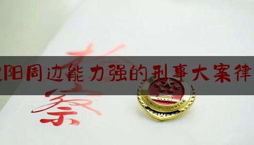 沈阳周边能力强的刑事大案律师（沈阳刑事案件知名律师事务所）